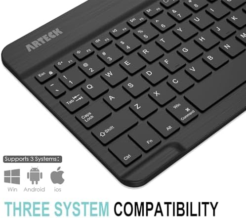 Ultra-Light Slim Backlit Bluetooth Keyboard – 7 Color Customizable Lights, 6-Month Rechargeable Battery, Multi-Device Compatibility for i OS, Android, Windows Tablets & Smartphones – Perfect for On-the-Go Productivity