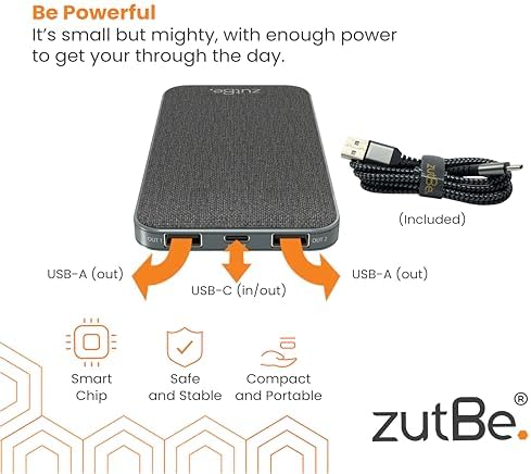 Ultimate 10000 m Ah Portable Power Bank with 18 W Power Delivery – Fast Charging for i Phone 16/15/14/13/12, Samsung Galaxy, i Pad, Nintendo Switch & More – Compact USB-C & USB-A Charger for On-the-Go Convenience – Enhanced Durability & Compatibility