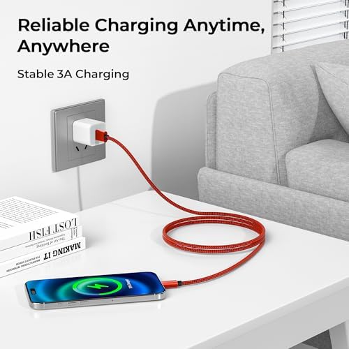 Premium Car Play Charging Cable Set for i Phone 16/15 Pro Max – 3-Pack (3.3 FT, 6.6 FT, 10 FT) USB A to USB C – Fast Data Transfer & Durable Design for i Pad Pro, Air Pods, Galaxy S24/S23/S22 & More – Enhanced Compatibility for Effortless Connectivity and Navigation