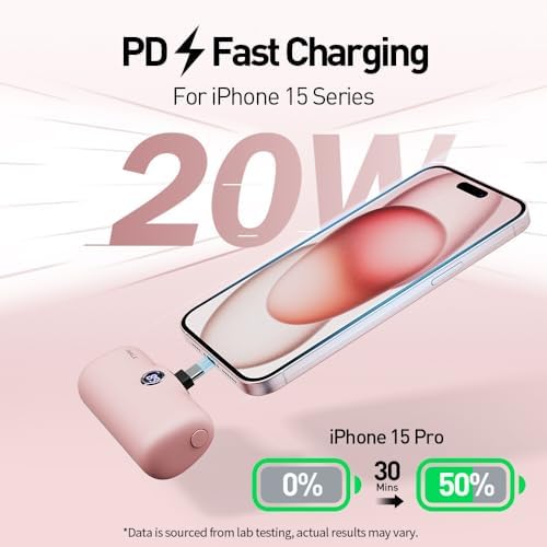 Compact i WALK 4,800 m Ah Portable Charger – High-Speed 18 W PD Power Bank with Built-in USB-C for Seamless Charging of i Phone 15/16/Pro/Max & Samsung Galaxy S25/S24/S23 – Ideal Travel Companion for On-the-Go Power Solutions