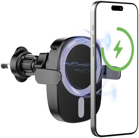 Qi for MagSafe Car Mount Charger,15W Fast Charging Dashboard Magnetic Cell Phone Holderor Your Car Clip 360° Rotation Air Vent,Cell Phone Car Mount for iPhone16/15/14/13/12 – Enhanced Compatibility and Speed