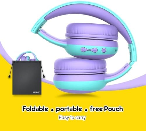 Gorsun Kids’ Purple Cat Ear Bluetooth Headphones – Safe Over-Ear Wireless Headset with 85 d B Volume Limiting, 40-Hour Battery Life, Built-in Microphone, and Bluetooth 5.3 for Toddlers and Young Children – Ideal for Music, Learning, and Playtime Adventures