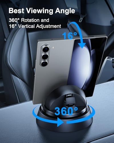 Transform Your Commute with the Premium 360-Degree Rotating Car Phone Holder – Perfectly Compatible with Samsung Galaxy Z Fold Series, i Phone 17/16/15 Pro Max, Plus, Mini, and Google Pixel 9 Pro Fold – Exceptional Stability, Effortless Installation for Hands-Free Navigation and Safety on the Road