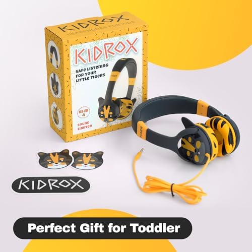 Kidrox Safe Sound Wired Toddler Headphones – Volume-Limited 85 d B Child-Friendly Headset for Ages 1-7 | Lightweight, Durable Design Perfect for Travel on Airplanes and Cars | Comfortable Fit for Tablets, i Pads, and More – Ensuring Safe Listening and Ultimate Entertainment Enjoyment