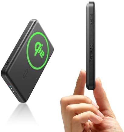 Ultra-Compact ESR Mag Safe Power Bank – 5,000 m Ah Fast Charging Battery Pack with Qi2 Certification – Slim 0.55 in Design for i Phone 16/15/14/13/12 – 15 W Wireless & 20 W USB-C Charger with Cable – Essential Travel Accessory for On-the-Go Power