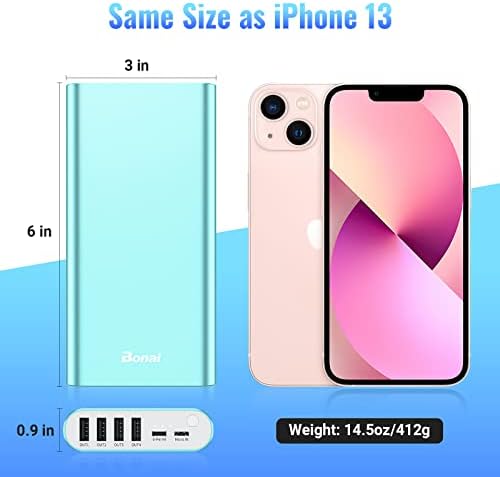 Ultimate BONAI 20000 m Ah Portable Power Bank – Sleek Aluminum Polymer Charger with 4 USB Outputs & Dual Input for Rapid Recharging – Ideal for Camping, Travel, and Daily Use – Universal Compatibility with i Phone, i Pad, Smartphones, and Tablets – Stay Charged Anywhere