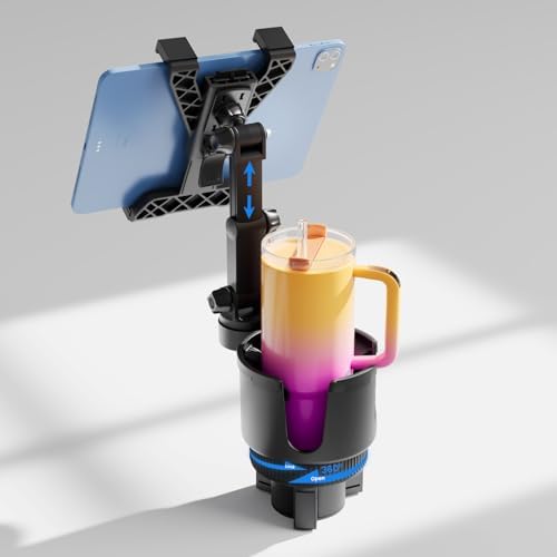 Premium OHLPRO 360° Adjustable Cupholder Tablet Mount for Trucks – Versatile i Pad & Samsung Tab Holder with Integrated Drink Holder, Perfect for Road Trips & Travel Accessory – Elevate Entertainment on the Go