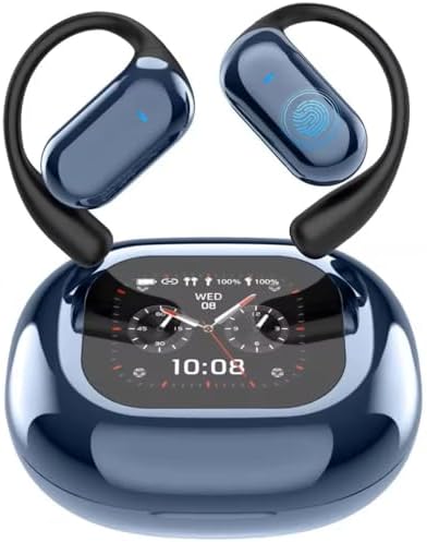 KDH Smart Bluetooth 5.4 Open Ear Wireless Earbuds – Cutting-Edge Noise Cancellation with Touchscreen Charging Case, IPX7 Waterproof Design for Ultimate Comfort and Safety on the Move, Ideal for Music Enthusiasts and Professionals