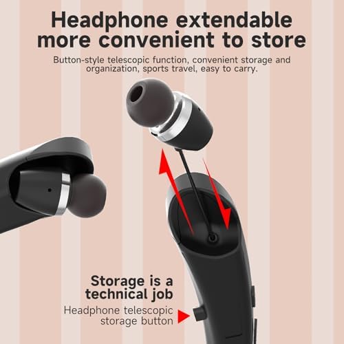 Premium Bluetooth 5.0 Neckband Earbuds – Advanced Noise-Cancellation and Sweat-Resistant Design for Unmatched Sound Quality – Ergonomic Retractable Ear Tips for On-the-Go Professionals and Music Aficionados – Sleek Black Finish for Stylish Audio Experience