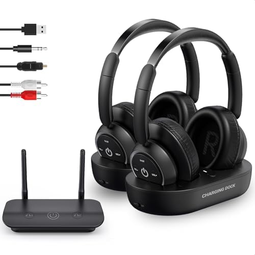 Premium Wireless Headphones for Seamless TV Enjoyment – Advanced Low Latency Technology for Instant Audio Synchronization, Perfect for Seniors and Caregivers, Luxurious Over-Ear Comfort with Convenient Charging Dock, Superior Sound Performance in Stylish Black, Universal Bluetooth Compatibility for Enhanced Entertainment Experience