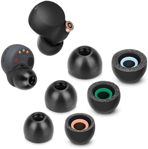 Ultimate Comfort Memory Foam Ear Tips for Sony WF-1000 XM4, XM3, WF-C500, WF-C700 N, Link Buds S – Anti-Slip Noise Cancellation Upgrade in Mixed Sizes (Black) for Enhanced Audio Performance and Secure Fit