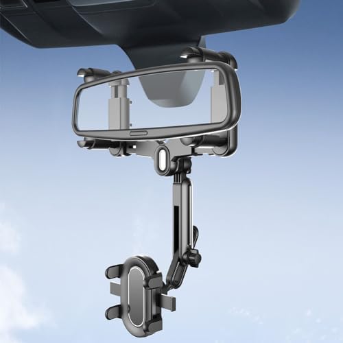 Ultimate 360° Rotating Rearview Mirror Phone Holder for Cars – Superior Anti-Shake Technology with Adjustable Arms for All Smartphone Models – Effortless Hands-Free Navigation & Communication – Must-Have Car Accessory Enhancing Driver Safety and Convenience