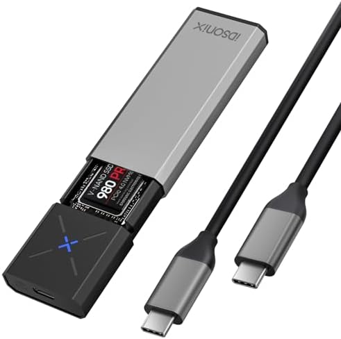 Transform Your Data Storage with i Dsonix Tool-Free M.2 NVMe PCIe SSD Enclosure – High-Speed USB-C 3.2 Gen 2 Adapter for Effortless 10 Gbps Transfers, Supports M-Key & B+M Key Interfaces for 2230/2242/2260/2280 SSDs, Enhanced Durability & Performance with UASP Trim Technology – Ideal for Professionals & Casual Users Alike