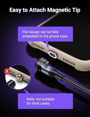 AUFU 16PIN USB C Magnetic Charging Cable (3Pack, 3.3/6.6/6.6ft), 180° Rotation Magnet Charger Cable/Magnetic USB C Cables/Magnet Phone Charger/Data Transfer Charging Cables for Phone/Tablet/Laptop – Enhanced Compatibility and Speed