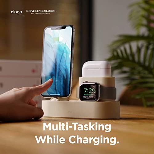 elago 3 in 1 Charging Station for Apple Devices – All-in-One Dock for i Phone, Apple Watch Series 10/9/8/7/6/5/4/3/2/1/SE, and Air Pods Pro/3/2/1 – Sleek, Space-Saving Design with Enhanced Speed and Compatibility (Original Cables Required) – Perfect for Home or Office Use