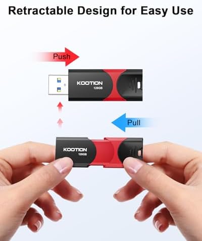 KOOTION 256 GB USB 3.0 Flash Drive – High-Speed Retractable Thumb Drive with Rugged Design and LED Indicator for Reliable Data Storage and Transfer – Ideal Memory Stick for Professionals and Students