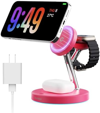 2025 Premium 3-in-1 Wireless Charging Station for i Phone 16, 15, 14, 13, 12 – Mag-Safe Compatible Charger Stand for Air Pods and i Watch – Fast, Efficient Power Hub with Sleek Design and Overcharge Protection for Home or Travel