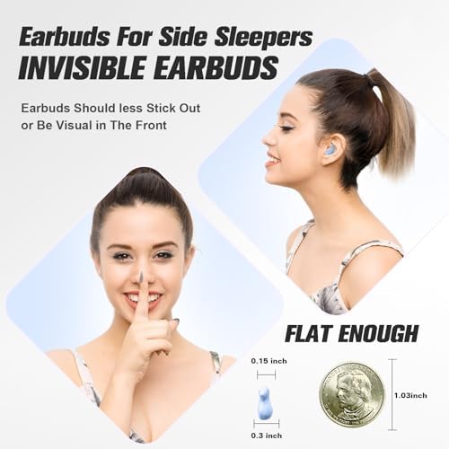 Ultra-Comfortable Wireless Earbuds for Side Sleepers – Discreet Purple Sleep Headphones with Enhanced Bluetooth for Effortless Connectivity, Lightweight Design for Blissful Rest, Perfect for Relaxing Sounds and Guided Meditations, Experience Serene Sleep with Tiny, Invisible Earbuds