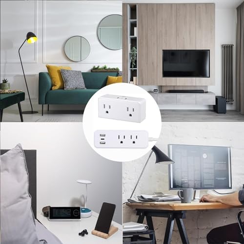 Elevate Your Charging Game with the Clear Power 2-Outlet Power Strip – 6 ft Flat Plug Power Station Featuring 3 USB Ports (1 USB-C) for Rapid Device Charging, Ideal for Home, Office & Travel, Durable & Compact Design, White, Model DC3 S-1102-DC