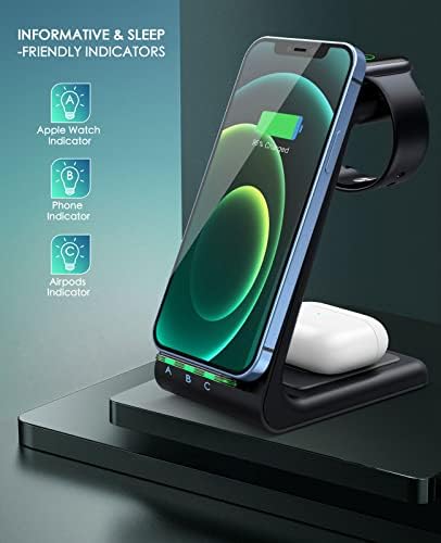 Sleek Pink 3-in-1 Wireless Charging Station: Fast Desk Charger for i Phone 16/15/14/13/12 Pro Max, Apple Watch Series 10-3, and Air Pods 4/3/2 Pro – Enhanced Compatibility & Space-Saving Design for Effortless Charging Efficiency