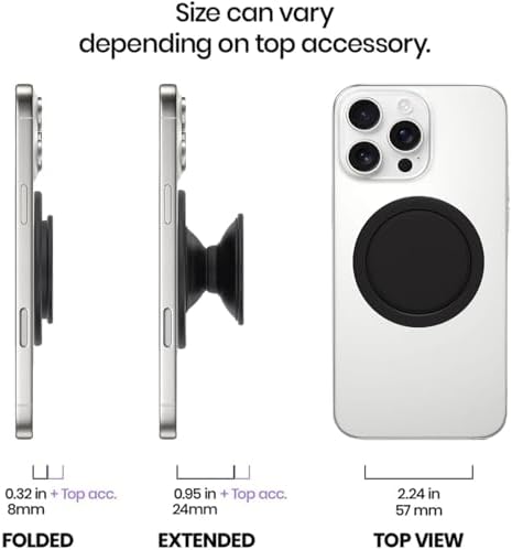 Magnetic Phone Grip & Stand with CD Pattern – Premium Black Aluminum Alloy for Mag Safe Devices – Lightweight, Portable, and Collapsible Mobile Accessory for Ultimate Grip and Hands-Free Functionality – Ideal for Smartphones and Tablets