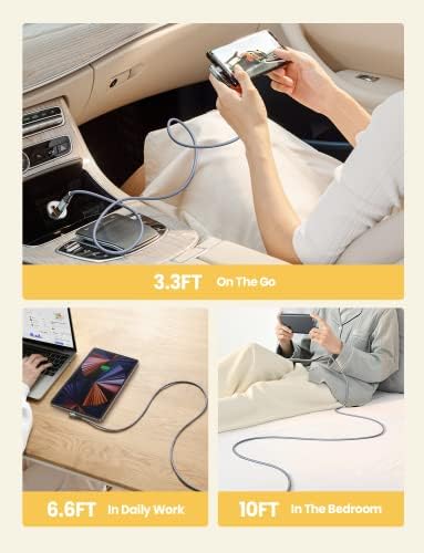 Revolutionize Your Charging with AINOPE 60 W USB C Cable 2-Pack – 10 ft Durable Nylon Braided Right Angle Type C Charger for i Phone 16 Pro Max, Samsung S24, and i Pad Pro – Fast Charging, Enhanced Compatibility, and Long-Lasting Performance