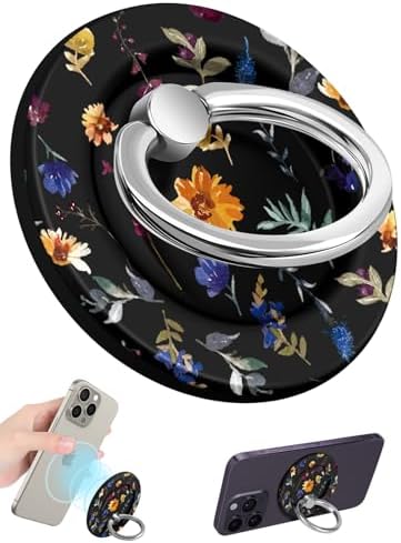 Tycamp Vintage Floral Magnetic Phone Grip – Chic Mag Safe-Compatible Ring Holder for i Phone 16/15/14/13/12 Series – Adorable & Practical Phone Stand for Women and Girls – Superior Grip for Safe Handling & Effortless Selfie Capture