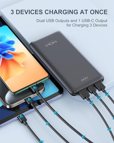 Ultra-Slim 10000 m Ah Power Bank – Fast Charging USB-C Portable Charger for i Phone 15/14/13/12, Galaxy S24/S23/S22, i Pad, Pixel – Lightweight External Battery Pack for On-the-Go Charging Solutions
