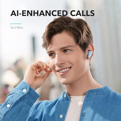 Anker Soundcore P20 i True Wireless Earbuds – Immersive 10 mm Bass Drivers, Bluetooth 5.3 for Effortless Pairing, 30-Hour Playtime for All-Day Listening, IPX5 Water-Resistant for Active Users, AI Dual Microphones for Superior Call Clarity, 22 Customizable EQ Levels for Tailored Sound (Blue) – Ideal for Fitness Lovers and Daily Commuters