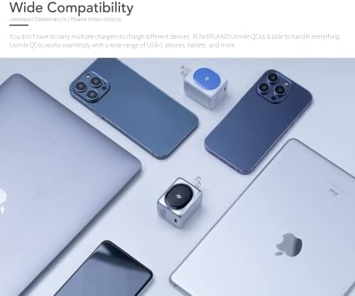 65 W USB-C Ga N Charger for Mac Book Pro/Air, i Pad Pro, and More – Ultra-Compact Fast Charging Solution with Enhanced Compatibility for i Phone 15/14/13 and Google Pixelbook – Efficient Power Delivery and All-in-One Protection