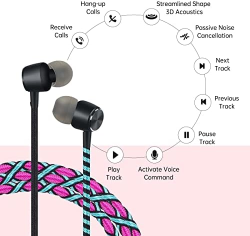URIZONS Vibrant Rainbow Wired In-Ear Earbuds – Premium Tangle-Free Headphones with Built-in Microphone for Seamless Connectivity with Laptops, Tablets, and Smartphones – Ideal Gaming and Music Companion for Extended Comfort and Sonic Clarity