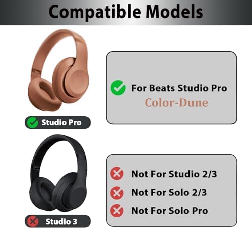 Elevate Your Beats Studio Pro Wireless Headphones with Premium Cooling Gel Replacement Earpads – Soft Protein Leather & Adaptive High-Density Memory Foam for Unmatched Comfort and Sound Isolation – Innovative Design in Sleek Black for Extended Wear Performance