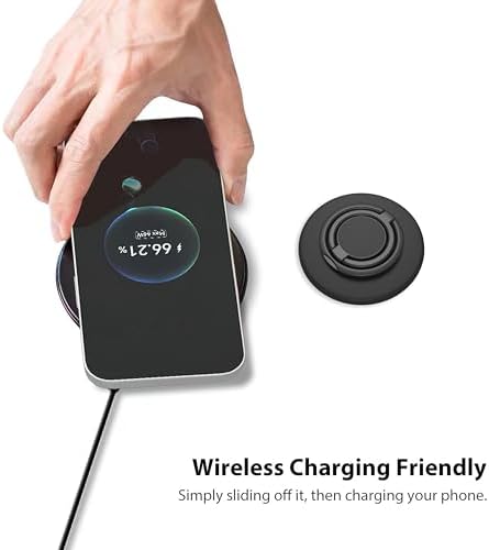 Revolutionary Mag Safe Magnetic Phone Grip and Kickstand – Sleek Black Weave Ring Holder for Ultimate Hands-Free Convenience and Effortless Wireless Charging – Dual Functionality for Enhanced Security and Stability, Perfect for i Phone Users on the Go