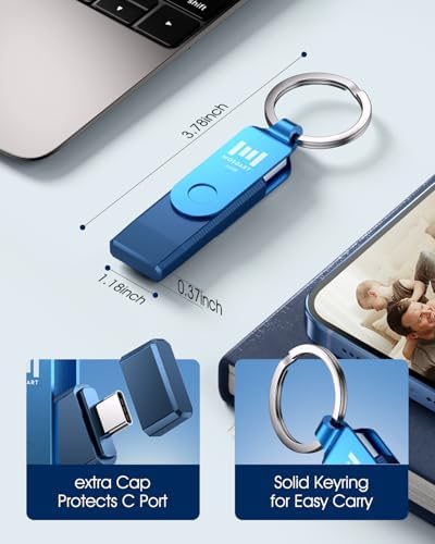 MOSDART 256 GB USB 3.1 Dual Flash Drive – Lightning-Fast Data Transfer for i Phone 15/16, Android, i Pad & Mac Book – Versatile USB-C & A Compatibility – Portable Keychain Design with LED Status Indicator