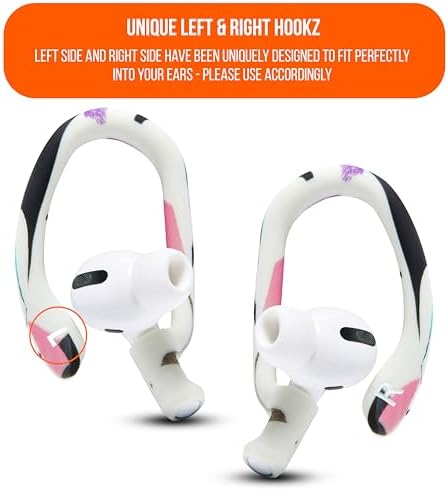 Patented WC Hook Z – Upgraded Over-Ear Hooks for Air Pods Pro 1, 2 & Air Pods 1, 2, 3 | Secure Fit Earbud Accessories with Unique Left & Right Design | Two Size Pairs Included | Winter White | Premium Quality by Wicked Cushions for Maximum Comfort and Stability