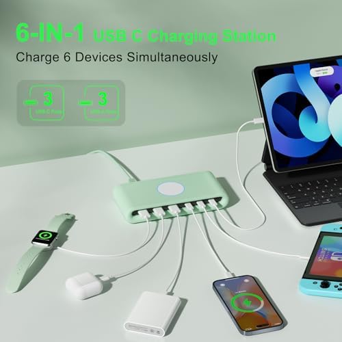 Ultimate 100 W USB C Charging Hub: 6-Port Fast Charger Dock for i Phone, i Pad, Samsung, Pixel, LG – Efficient Multi-Device Power Station for Home, Office, and Travel with Safety Features