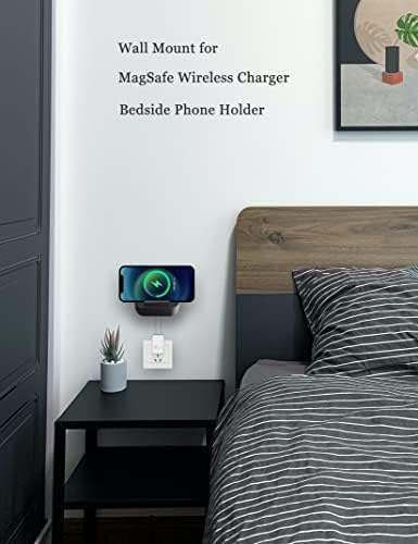 Wall Mount Holder for Magsafe Charger Magsafe Accessories Bedside Phone Holder Compatible with iPhone 14/pro/12/12Pro/12Mini/12ProMax/iPhone 13/13Pro/13Mini/13ProMax (Charger Not Included) (Black) – Enhanced Compatibility and Speed