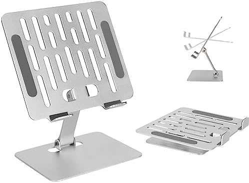 Versatile Adjustable Metal Tablet Stand – Foldable Height-Adjustable Holder for Tablets Up to 12 Inches, Perfect for i Pads and More – Sleek Black Finish for Ultimate Style and Stability in Any Workspace