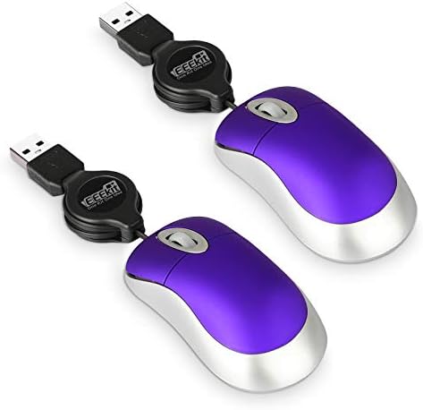 Compact Blue USB Optical Mouse Duo with Retractable Cable – Perfect Travel Accessory for Windows & Mac Users, High Precision & Ergonomic Comfort, Tangle-Free Design for On-the-Go Computing
