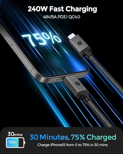 Silkland USB4 Thunderbolt 4 Cable – Ultra-Fast 40 Gbps Data Transfer, 240 W Rapid Charging, 8 K@60 Hz Video Output, 1 FT Compact Design – Perfect for i Phone 16, Mac Book, e GPU, and More – Unmatched Performance for Modern Connectivity