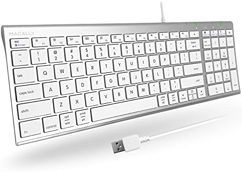 Upgrade Your Typing Experience with the Macally Wired Keyboard for Mac – Space-Saving Design with Numeric Keypad for Enhanced Productivity and Compatibility with Mac Book Pro/Air and i Mac – Effortless Setup and Tactile Comfort