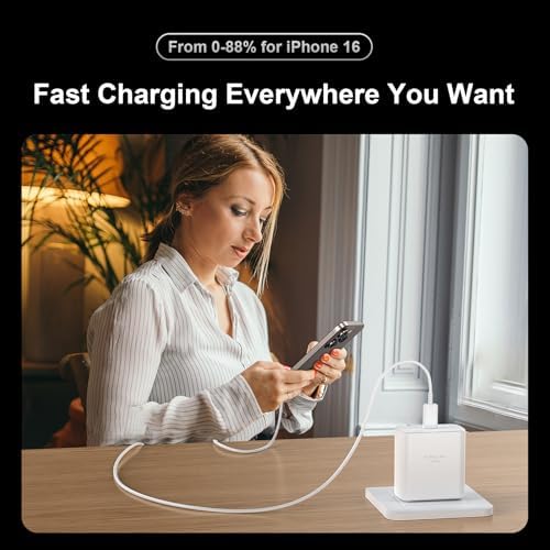 Rapid Charge 45 W USB C Wall Charger for Phone 16 Series & Samsung Galaxy S24 Ultra – Includes 6.6 FT Extra Long Type C Cable for Enhanced Flexibility and Performance – Advanced Safety Features for Optimal Device Protection – Perfect for Home, Office & Travel Use