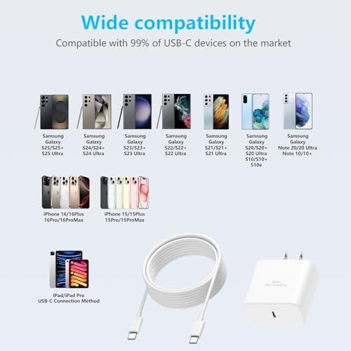 Super Fast 45 W USB-C Charger Bundle with 10 FT Cable – Optimized Power Delivery for Samsung Galaxy S Series & Tab S – Dual Pack for Ultimate Convenience – Elegant White Design Ideal for Travel & Everyday Use – Rapid Charging Solution for Busy Lifestyles