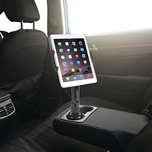 Macally Heavy-Duty Cup Holder Tablet Mount – Versatile i Pad and Tablet Holder for Cars, Trucks & Vehicles – Adjustable Design for 3.5″ to 8″ Devices with Case – 360-Degree Rotation for Optimal Viewing – Effortless Installation for Enhanced Road Safety and Hands-Free Use