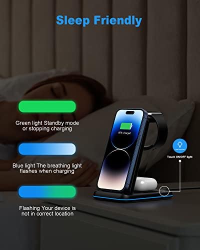 Revolutionary 3-in-1 Foldable Wireless Charging Station for i Phone, Apple Watch & Air Pods – Ultra-Portable Travel Charger with Rapid Charging for i Phone 16/15/14/13/12/11/Pro/XR & Air Pods Pro/4/3/2 – Perfect Solution for Mobile Professionals and Adventurers