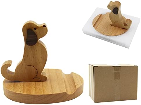 Whimsical Dog-Themed Wooden Phone Stand – Charming Desk Accessory for Mobile Devices, Perfect Gift for Pet Enthusiasts, Stylish and Functional Home Office Decor with Stable Anti-Slip Base for Enhanced Productivity and Optimal Viewing Experience