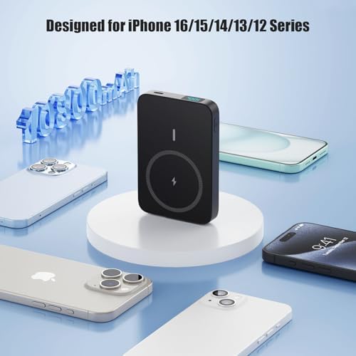 Advanced Magnetic Wireless Power Bank – 10800 m Ah Portable Charger with Foldable Stand, LED Battery Indicator, and 25 W Fast Charging for i Phone 16/15/14/13/12 Pro/Pro Max/Plus – Ultimate Compatibility and Convenience