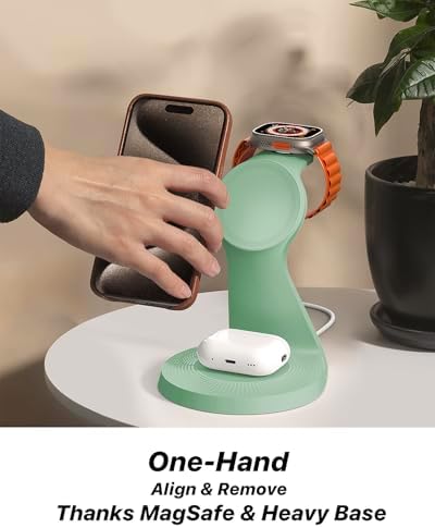 Ultimate 3-in-1 Mag Safe Charging Station for Apple Devices – Fast Wireless Charger for i Phone 16/15/14/13/12, Air Pods & Apple Watch with USB-C Compatibility – Sleek, Space-Saving Design for Home and Office Use