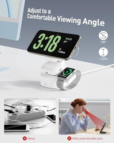 Revolutionize Your Charging Experience with the i WALK 3 in 1 Foldable Wireless Charger Stand – 20 W Fast Charging for i Phone 12-15, Apple Watch 2-9, and Air Pods Pro 2-3 – Lightweight & Travel-Friendly Design for Effortless Portability and Enhanced Device Organization