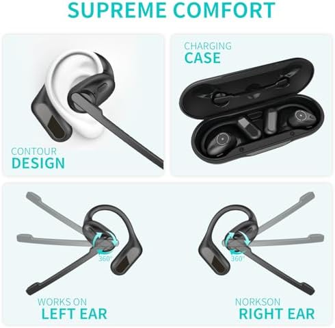 Open-Ear Bluetooth Headset with Detachable Microphone – Advanced Noise Cancellation for Professional Clarity, Bluetooth 6.0 for Instant Connection, Lightweight Comfort for All-Day Use, Perfect for Office and On-the-Go Communication